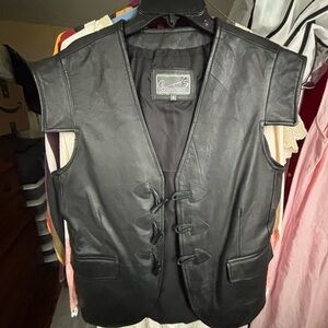 Broadsword Black Leather Vest